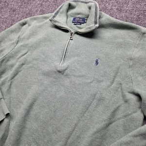 Polo Ralph Lauren XL Mint Sage Green 100% Pima Cotton Pullover 1/4 Zip Sweater